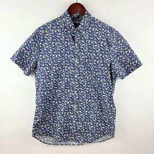 J.Crew Men's Navy Blue Floral Short Sleeve Button-Up Shirt Small Vacation Office